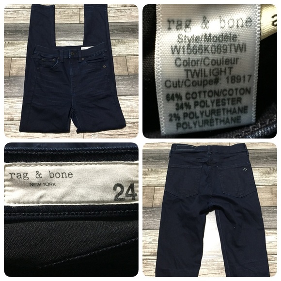 Rag Bone High Rise Ankle Skinny Jeans Women’s 24 (Inseam 27) Dark Wash Blue. - Picture 1 of 11